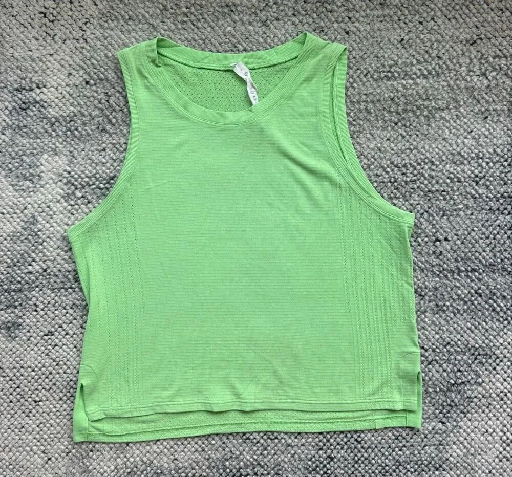 Lululemon 6 Neon Green Athletic Crop Muscle Tank Top